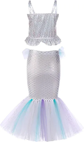 Vista 3 de Tutu Dreams Disfraz de sirena para niñas, disfraz de princesa de Halloween, fiesta de cumpleaños, vacaciones