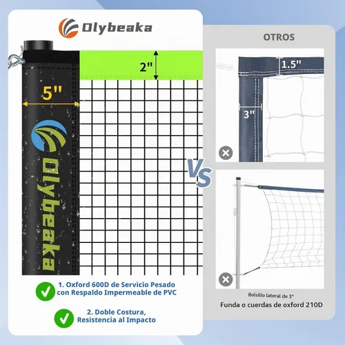 Vista 6 de Portable Volleyball & Badminton Combo Net Set with 2 Nets (20ft and 32ft)