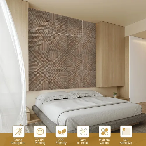 Vista 6 de Paneles acústicos de pared, paquete de 6 unidades de tamaño total de 72 x 48 pulgadas, paneles acústicos decorativos autoadhesivos para pared