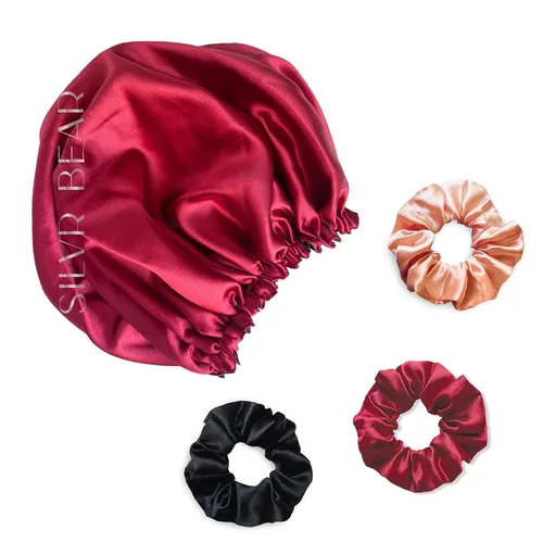 Vista 19 de Silvr Bear Paquete de 6 coleteros de satén de lujo, color negro, suaves, grandes para mujeres y niñas, bandas para el cabello grueso y rizado