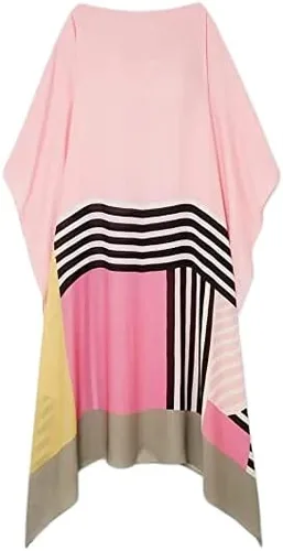 Vista 2 de Kaftán de seda satinada para mujer, estampado islámico, seda caftán de seda, vestido largo de seda, caftán de fiesta, color rosa, talla única, Rosado
