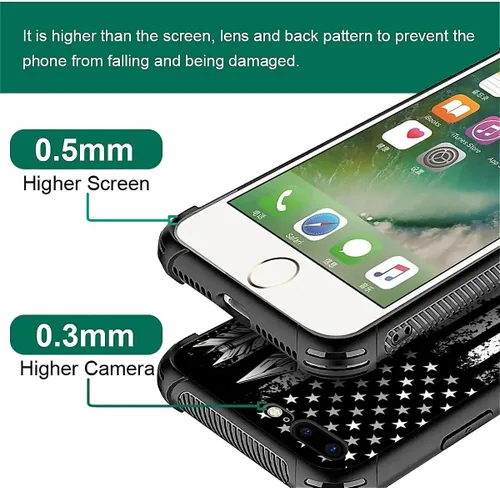 Vista 3 de Funda compatible con iPhone 7/8, diseño de bandera estadounidense con diseño de tiro con arco al aire libre, a prueba de golpes, antiarañazos Tiro