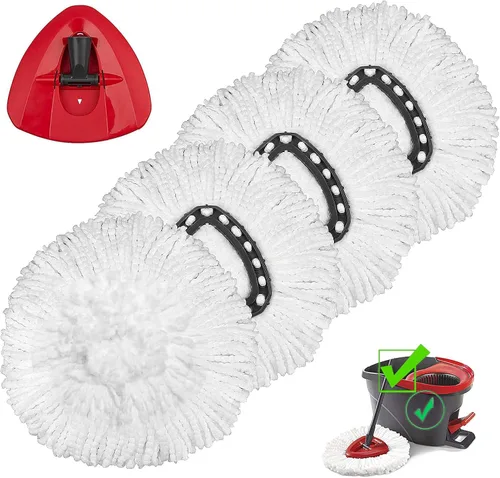 Vista 10 de Paquete de 6 trapeadores giratorios de repuesto y 1 paquete de base de trapeador compatible con O Cedar EasyWring Spin Mop, repuestos de trapeador