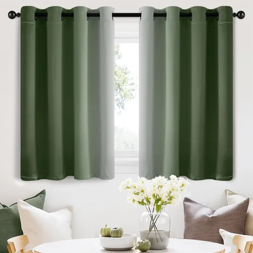 Vista 209 de SimpleHome Cortinas degradadas degradadas para oscurecer la habitación de 36 pulgadas de largo para dormitorio, con ojales y bloqueo de luz Negro