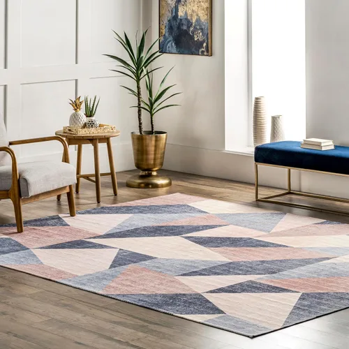 Vista 23 de nuLOOM Adeline - Alfombra hexagonal moderna lavable a máquina, 4 x 6, color beige Adeline Beige