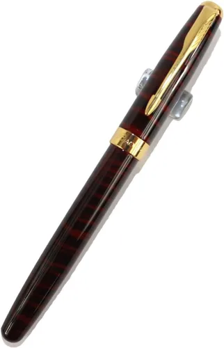 Vista 2 de Gullor Pluma estilográfica Executive Arrow Iridium Medium Nib 388 Rayas negras y rojas