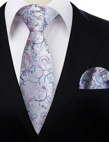 Vista 203 de Alizeal Mens 3.15inches Leaf Flower Pattern Tie with Floral Pocket Square Set