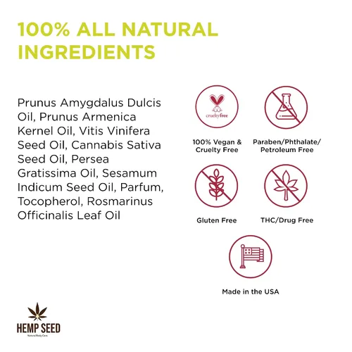 Vista 5 de Aceite corporal y de masaje de semillas de cáñamo, 8 onzas líquidas, aceite de masaje nutritivo e hidratante, aceite de semillas de cáñamo