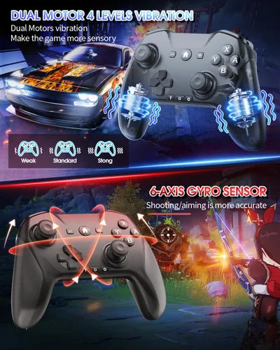 Vista 4 de Wireless Switch Pro Controller, Bluetooth Controller Compatible for SwitchLiteOLEDPCIOSAndroidiPhonePhoneSteamMaciPadTV,Support Macro
