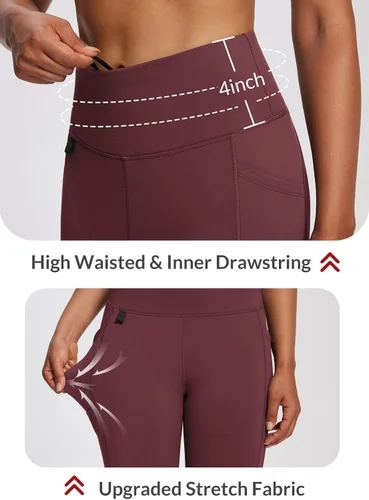 Vista 15 de baleaf Leggings con forro polar para mujer, impermeables, pantalones de senderismo de invierno, mallas térmicas para correr, bolsillos