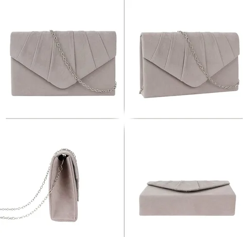 Vista 2 de Bolso de noche de terciopelo plisado para mujer, bolso de hombro con cadena elegante