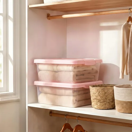Vista 6 de Rosebloom - Caja de almacenamiento de plástico de 14 cuartos de galón Contenedor apilable de plástico plano debajo de la cama de los contenedores