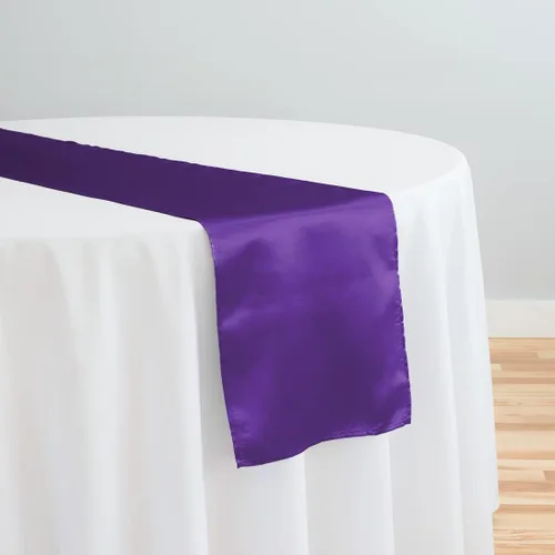 Vista 2 de LinenMantel de mesa satinado de 14 x 108 pulgadas, color morado