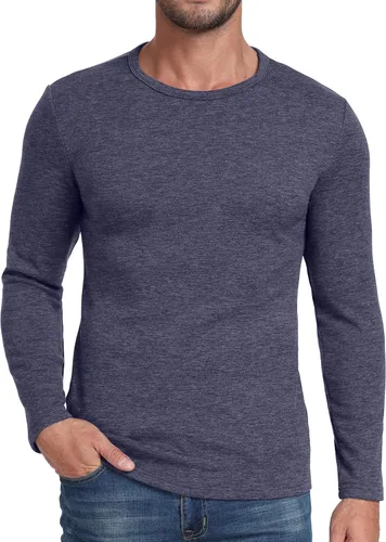 Vista 2 de Sailwind Camiseta térmica de manga larga con cuello redondo y capa base de lana para hombre