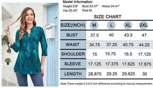 Vista 5 de BEPEI Blusas de manga 34 para mujer, cuello en V, camisas de trabajo de negocios