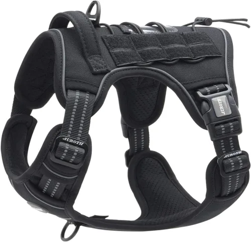 Vista 32 de Auroth - Arnés táctico para perros pequeños y medianos, sin tirones, arnés ajustable para mascotas, reflectante, K9, entrenamiento, trabajo