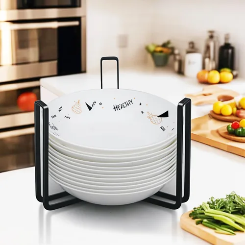 Vista 4 de Soporte para Platos y Cuencos de Vajilla Apto para Cuencos de 6.5 Pulgadas de Diámetro, Estante de Exhibición y Almacenamiento de Cuencos de Metal