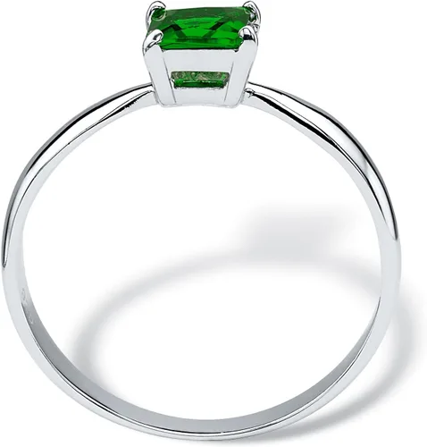 Vista 2 de PalmBeach - Anillo solitario de plata de ley con piedra natal de imitación de corte princesa, tallas 4-10
