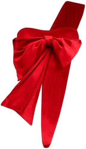 Vista 5 de Body sexy para mujer, con lazo, sin espalda, de gamuza, color rojo