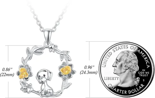Vista 6 de Dreamboat Collar de plata de ley 925 con diseño de animales para mujeres y niñas, collar de flores, día de la madre, fiesta de cumpleaños, joyería