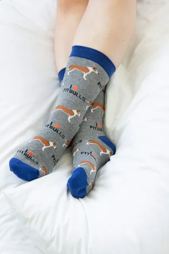 Vista 2 de Calcetines Pitbull - Cómodos calcetines unisex para adultos, Gris