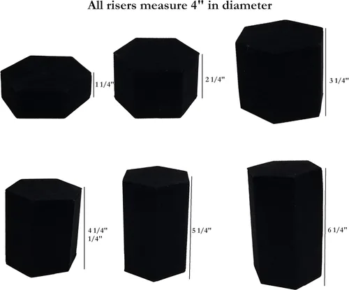 Vista 6 de 888 Display USA, Inc Juego de elevadores de cuero sintético negro con forma hexagonal de lujo de 6 piezas
