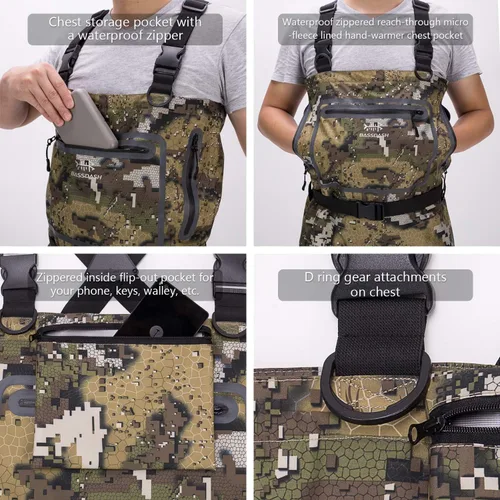 Vista 4 de BASSDASH Vadeadores transpirables ultraligeros para el pecho, pesca y caza, para hombres
