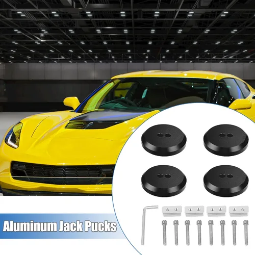 Vista 2 de X AUTOHAUX 4 almohadillas de aluminio Jack Pucks para Chevrolet Corvette C5 C6 C7 C8 Z06 ZR1 1997-2021 Jack Lift Pad Jack Lift Pad Adaptador de Negro