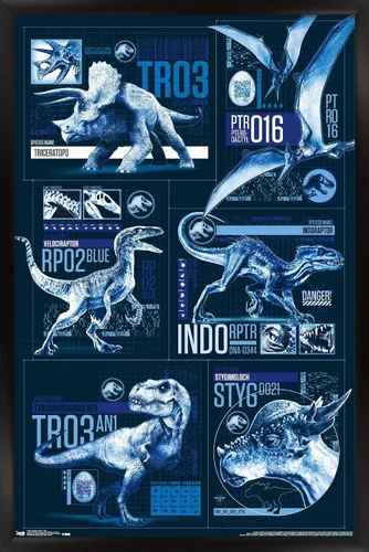 Vista 8 de Trends International Jurassic World: Fallen Kingdom - Póster de pared con cuadrícula, 14.725 x 22.375 pulgadas, versión enmarcada de madera