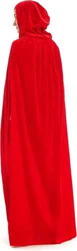 Vista 5 de Diffly Capa de terciopelo de 59 pulgadas con capucha unisex de Halloween para diablo bruja mago Halloween Navidad Cosplay