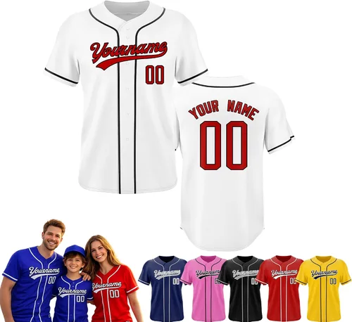 Vista 25 de Camiseta de béisbol personalizada, nombre del equipo, número de equipo, logotipo, camisetas impresas cosidas, uniformes deportivos, regalos