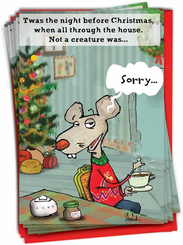 Vista 10 de NobleWorks 12 Divertidas Tarjetas de Felicitación de Navidad en Caja a Granel con Sobres de 5 x 7 Pulgadas (1 Diseño, 12 de Cada Una) Santa's Senior