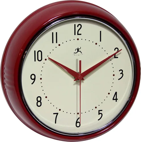 Vista 35 de Infinity Instruments Reloj de pared retro, reloj cuadrado de 9 pulgadas, silencioso sin tictac, moderno de mediados de siglo, reloj de cocina, reloj