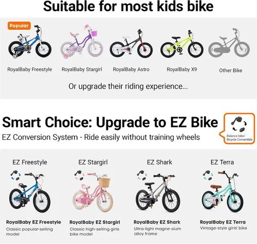 Vista 3 de RoyalBaby Ruedas de entrenamiento para bicicletas de niños de 12 pulgadas, soportes de acero resistentes y neumáticos de goma silenciosos, Negro