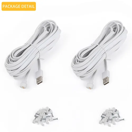 Vista 7 de iTODOS Paquete de 2 cables de alimentación de 20 pies para Google Nest Cam (batería), cable de repuesto, resistente a la intemperie al aire libre