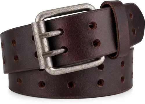Vista 6 de F&L CLASSIC Cinturón de Trabajo de Cuero, Cinturones de Cuero de Grano Completo con Doble Hebilla Resistente para Hombres de 1 1/2 pulgadas Negro