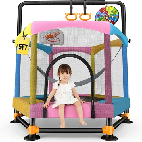 Vista 11 de Twinkoo Trampolín para niños con mango de espuma, marco antiinclinación y cubierta de resorte acolchada gruesa, mini trampolín para interiores