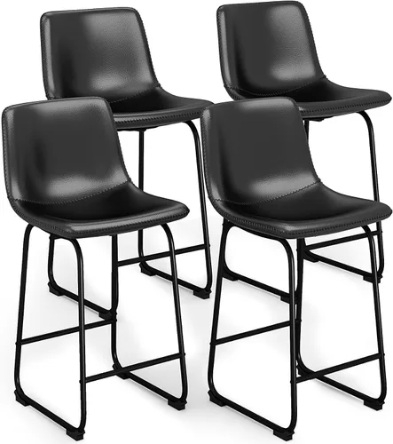 Vista 28 de YaFiti - Juego de 2 sillas de comedor de 18 pulgadas, sillas modernas tapizadas para comedor con cojines de piel sintética y patas de metal, silla