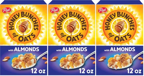 Vista 19 de Cereal Honey Bunches of Oats Honey Roasted. Racimos de avena y granola, taza de cereales individual, desayuno sobre la marcha
