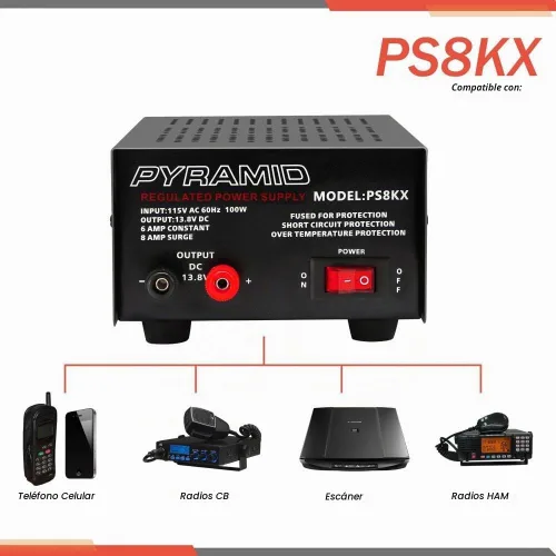 Vista 4 de Pyramid Pyramid PS8KX - Fuente de alimentación universal compacta de banco de 6 amperios regulada lineal para laboratorio doméstico, convertidor