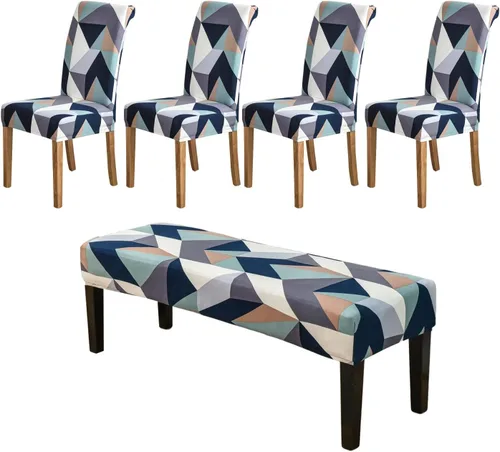 Vista 27 de HAOYONG Funda para Silla de Comedor con Estampado, Funda Desmontable Lavable para Silla Parsons, Protector de Asiento Removible para Comedor, Hotel