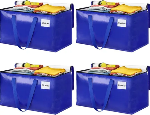 Vista 13 de Bolsas de mudanza extra grandes, bolsas de almacenamiento con asas de estudio y cremalleras resistentes, suministros de mudanza para mudanza