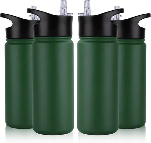Vista 59 de Botella de agua aislada de 64 onzas con tapas de pajita y boquilla, jarra de agua de acero inoxidable de medio galón con mango de paracord, vacío