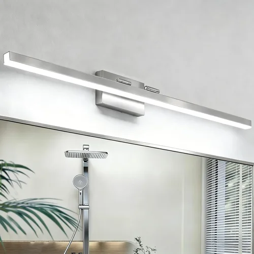 Vista 11 de IZORRO Moderna lámpara de tocador de baño de 16 pulgadas, giratoria, 12 W, regulable, lámpara LED sobre el espejo, barra de luz negra para tocador