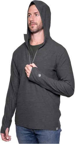 Vista 10 de MERIWOOL Sudadera con capucha para hombre, ligera, de lana merina, manga larga, térmica Verde militar