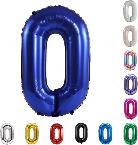 Vista 139 de YPSelected Globo de aluminio grande de 32 pulgadas con número de helio, cumpleaños, boda, fiesta, 0-9 (azul bebé, 0)