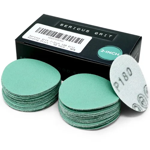Vista 12 de Serious Grit - Discos de lijado de grano 80 de 2 pulgadas - Discos de película de gancho y bucle de alta resistencia - Papel de lija para torneado