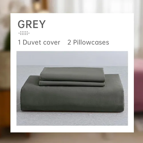 Vista 8 de JELLYMONI Funda de edredón gris tamaño King, funda de edredón 100% algodón lavado con textura similar al lino, juego de ropa de cama de 3 piezas