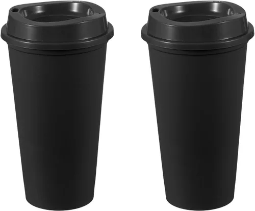 Vista 44 de uxcell 2 tazas reutilizables para café, 16 onzas, café de viaje, color azul Azul claro