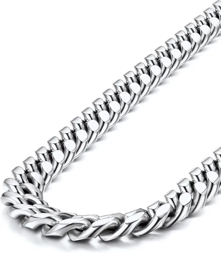 Vista 10 de ChainsPro Stainless Steel Mens Cuban Link Chains, Hip Hop Miami Necklace Negro